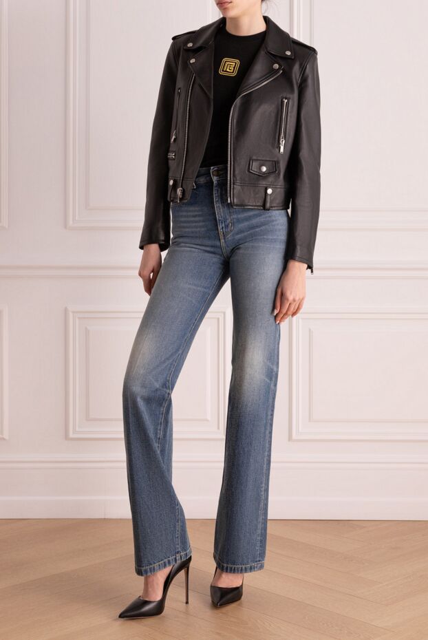 Saint Laurent сәндік сыдырмалары мен түймелері бар жұмсақ былғары куртка 171454 - фото 3
