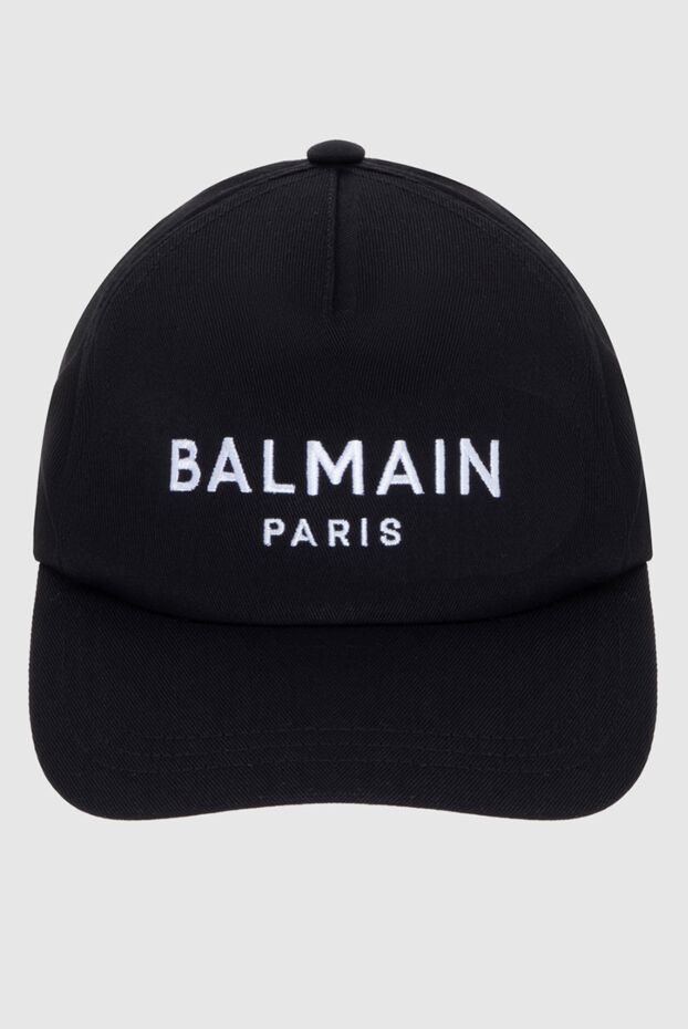 Balmain кепка хлопковая черная с контрастным логотипом мужская 171507 - фото 1