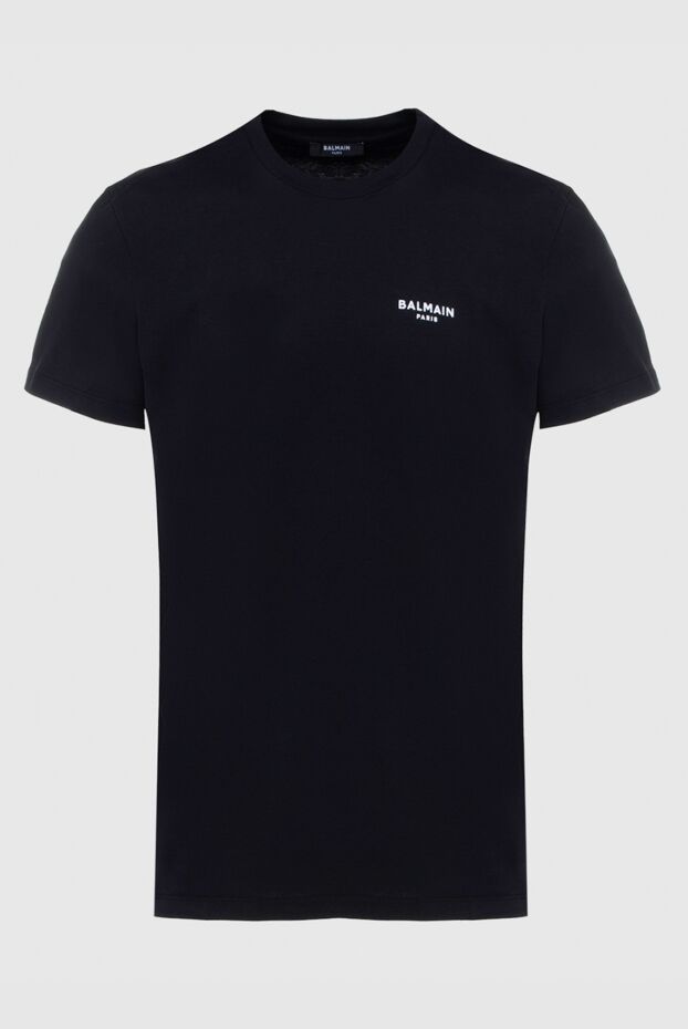 Balmain black cotton t-shirt with contrast brand logo men's 171520 - photo 1