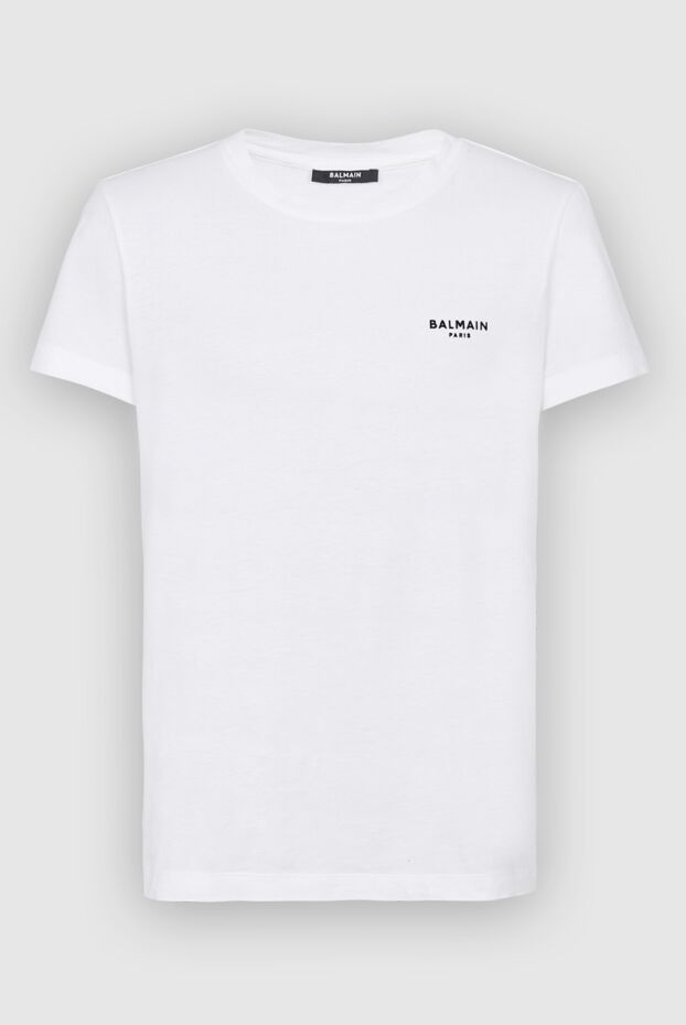 Balmain white cotton t-shirt with contrast brand logo men's 171521 - photo 1