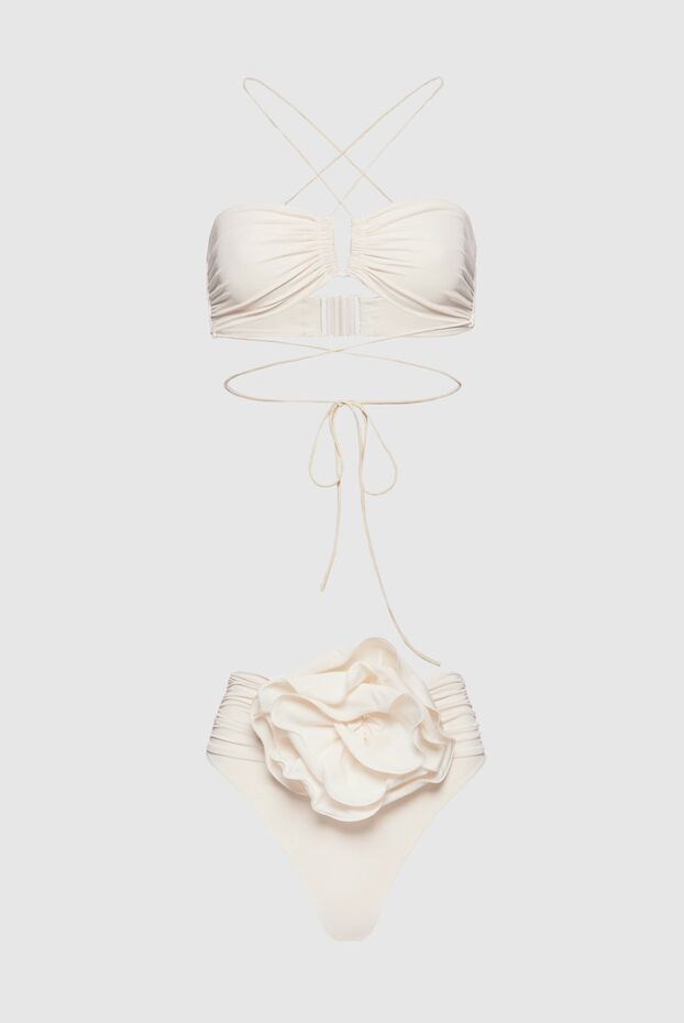 Magda Butrym milky colored bikini swimsuit with bandeau top and large flower 171581 - photo 1