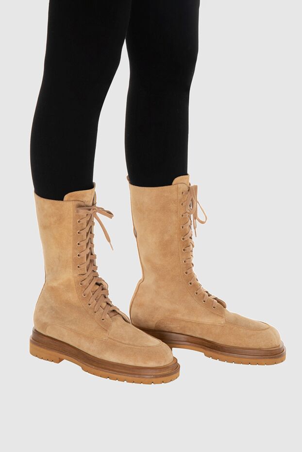 Magda Butrym women's high beige suede boots with laces 171602 - photo 3