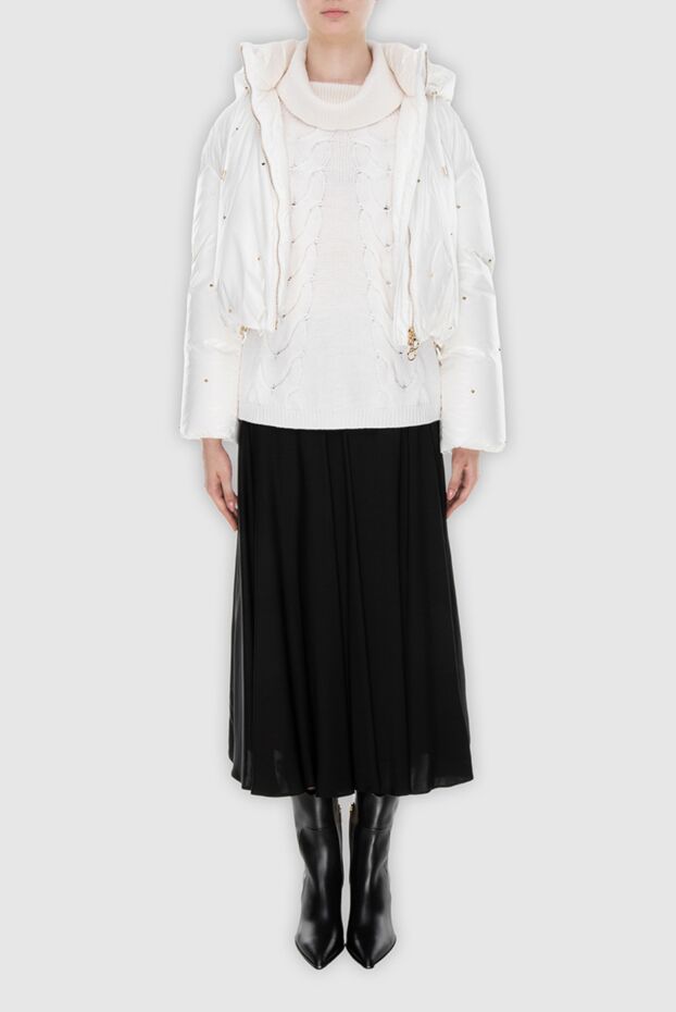 Valentino women's white short down jacket with hood and decorative crystals
 171631 - photo 3