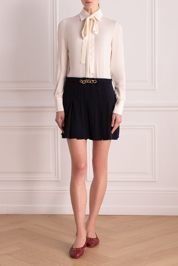 Valentino ақ жейде мен қара юбканың үйлесімі әсері бар жібек көйлек әйелдерге арналған 171636 - фото 2