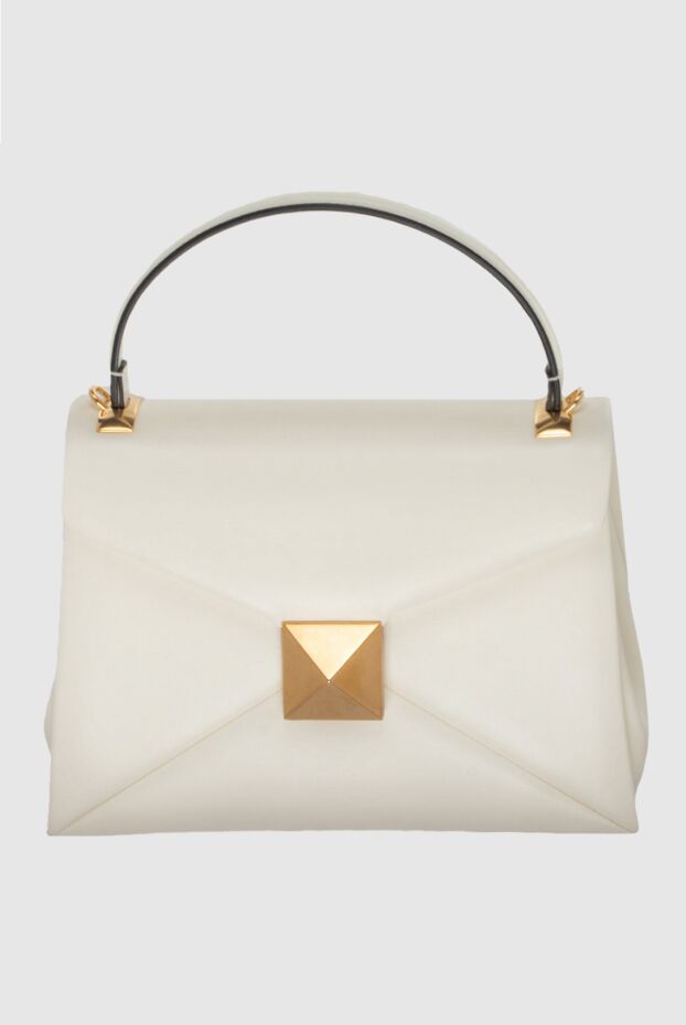 Valentino әйелдердің ақ былғары сөмкесі геометриялық кірістірулері 171654 - фото 1