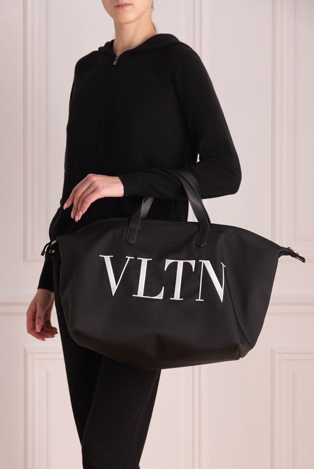 Valentino әйелдерге арналған қара полиамидті саяхат сөмкесі 171658 - фото 2