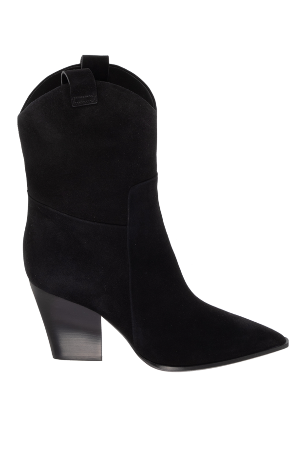 Santoni women's black suede boots with a pointed toe and slanted heels 171661 - photo 1