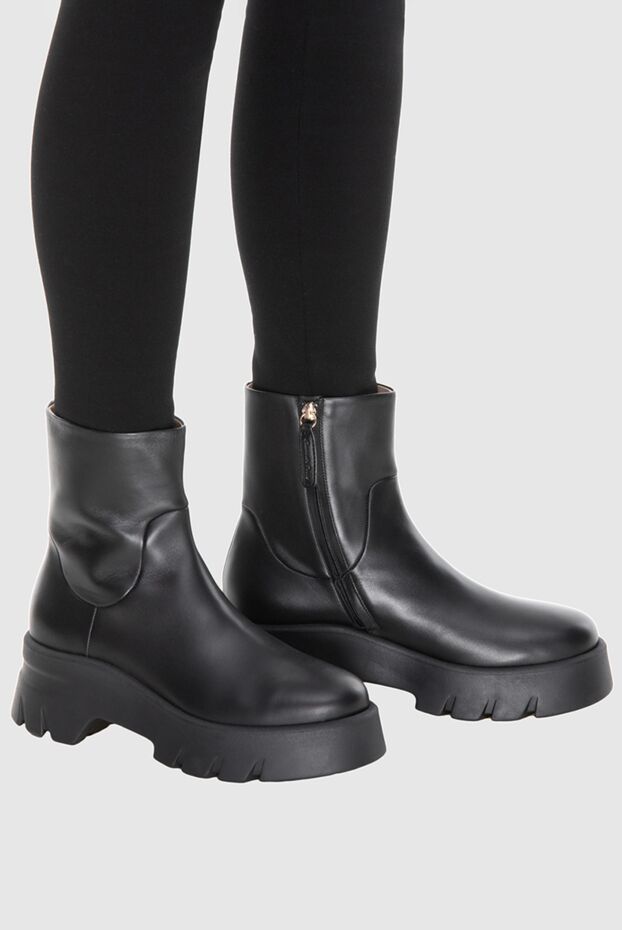 Gianvito Rossi black leather boots with chunky lug sole women's 171671 - photo 2