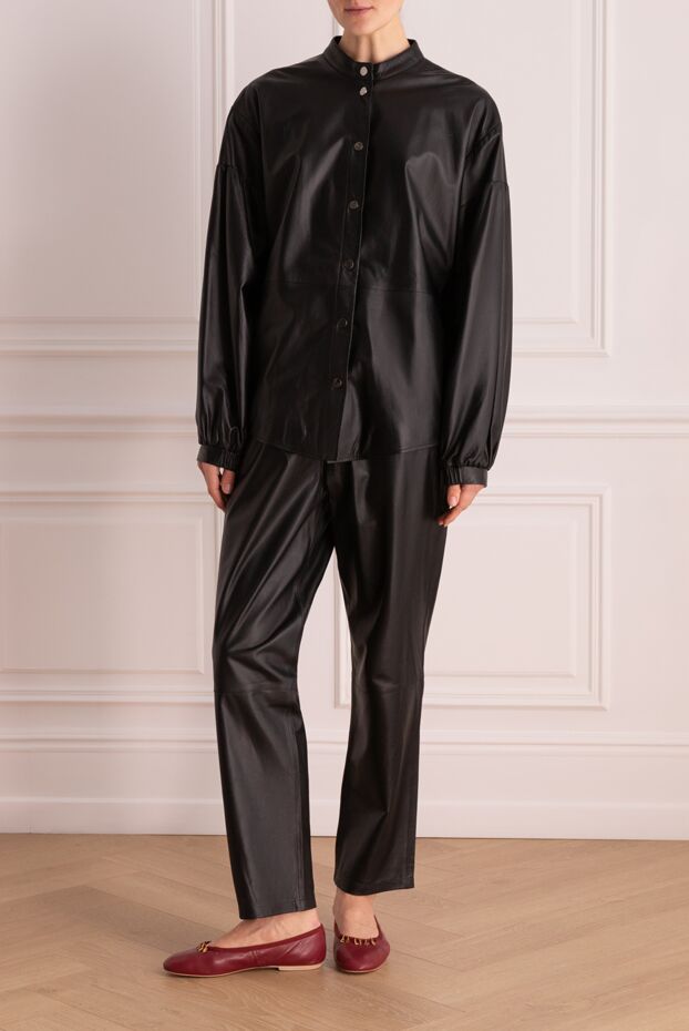 Fleur de Paris black leather pantsuit for women 171697 - photo 2