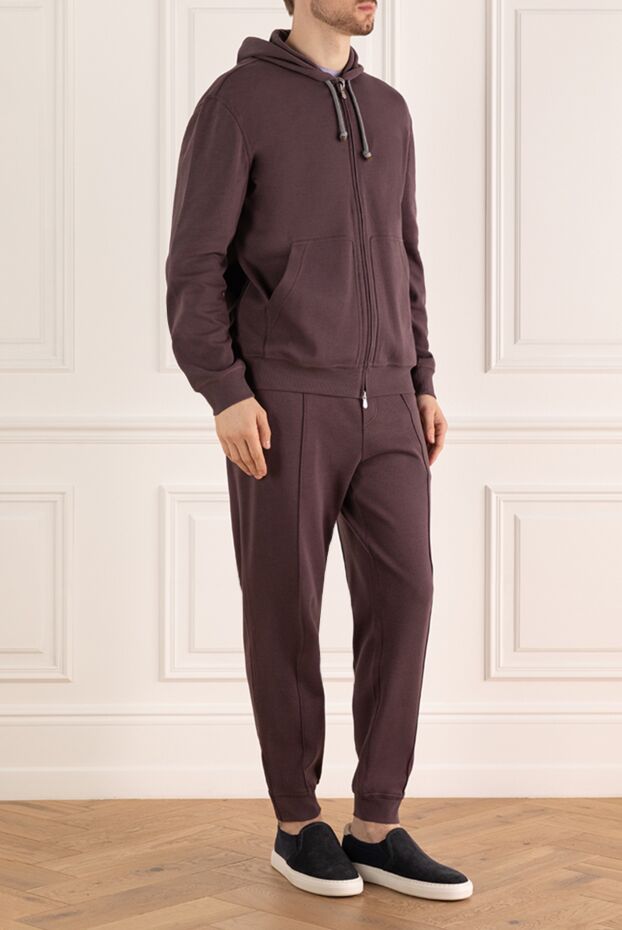 Brunello Cucinelli костюм спортивный мужской из хлопка и полиамида фиолетовый. 171773 - фото 3