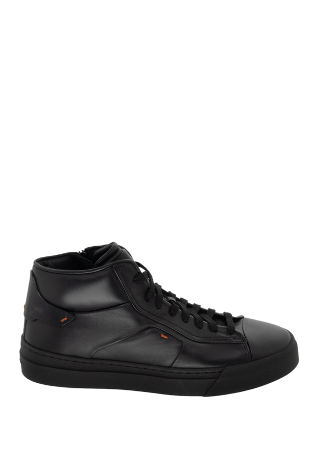 Santoni high-top leather sneakers in black with a simple design 171776 - photo 1