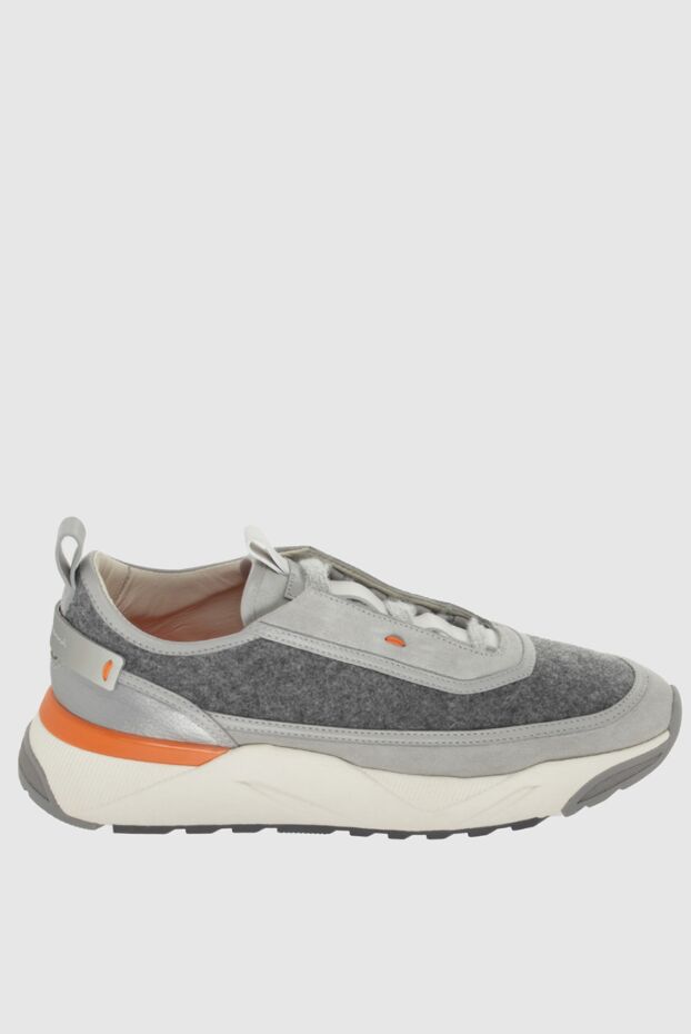 Santoni women's leather sneakers with orange inserts gray 171792 - photo 1