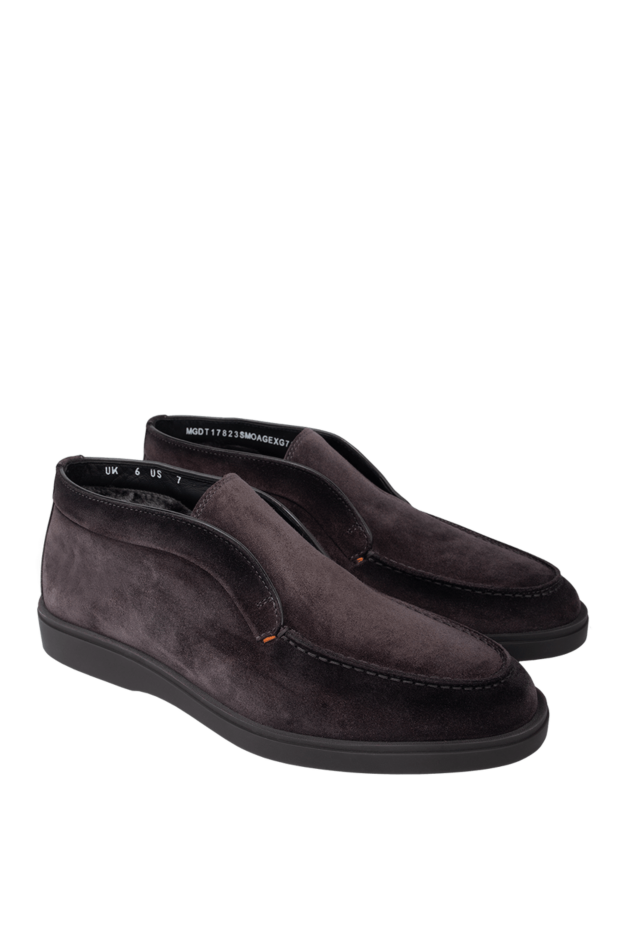 Santoni тёмно-коричневые нубуковые лоферы мужские на меху

 171796 - фото 3