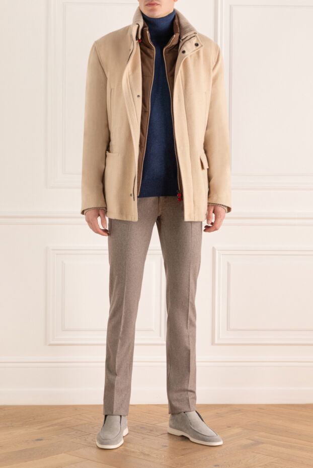 Kiton men's down jacket made of wool, silk, cashmere and elastane beige 171826 - photo 3