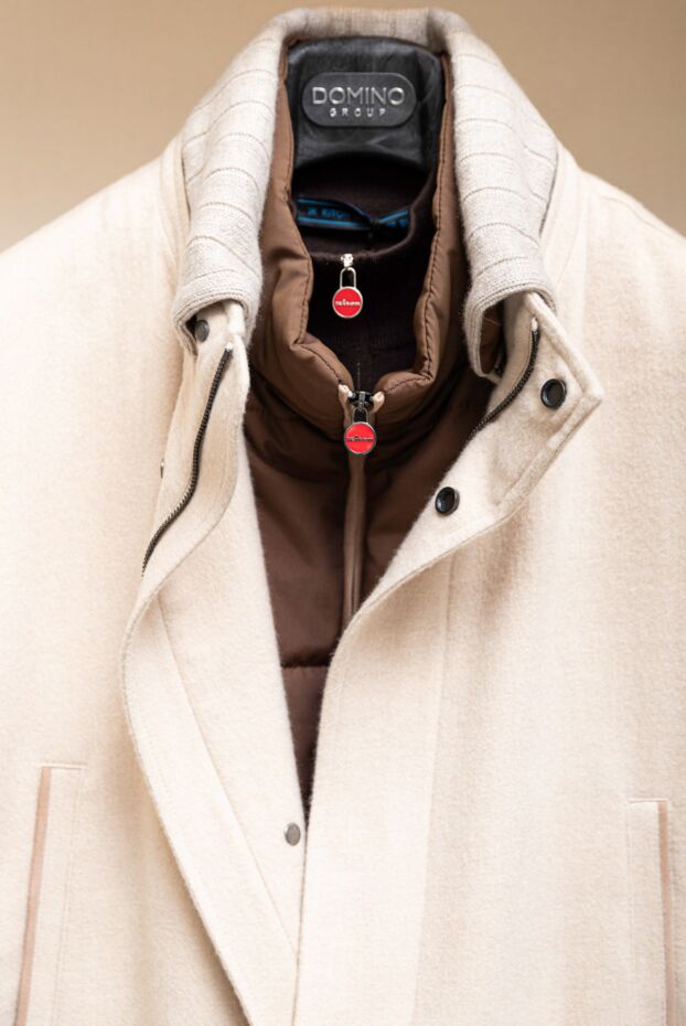 Kiton қою қоңыр табиғи жүннен сыдырмалы және жағасы бар тройер 171834 - фото 2