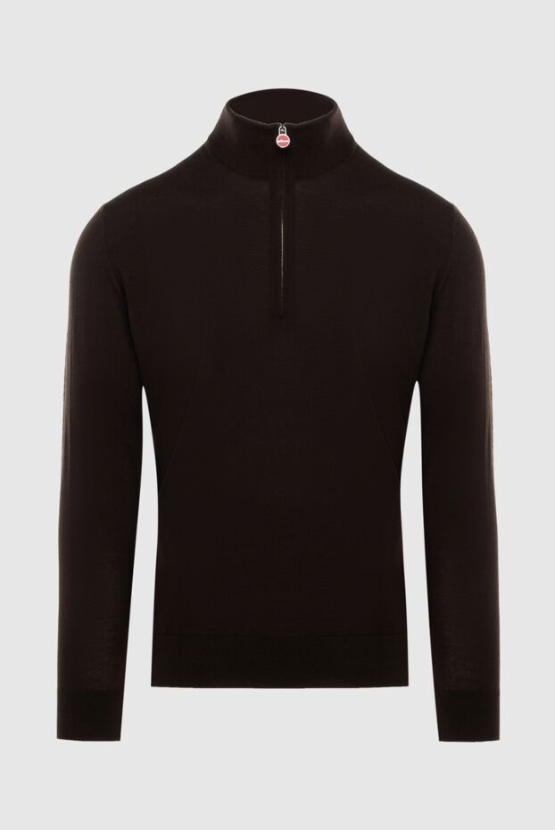 Kiton dark brown natural wool troyer with zip and collar 171834 - photo 1