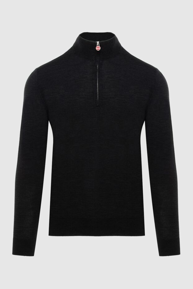 Kiton қара сұр түсті табиғи жүннен жасалған биік жағасы бар қарапайым тройер 171836 - фото 1
