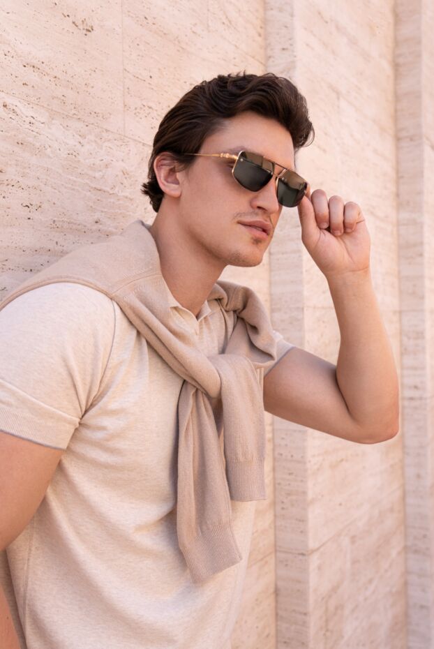 Cesare di Napoli men's cashmere jumper light beige basic thin 171911 - photo 2