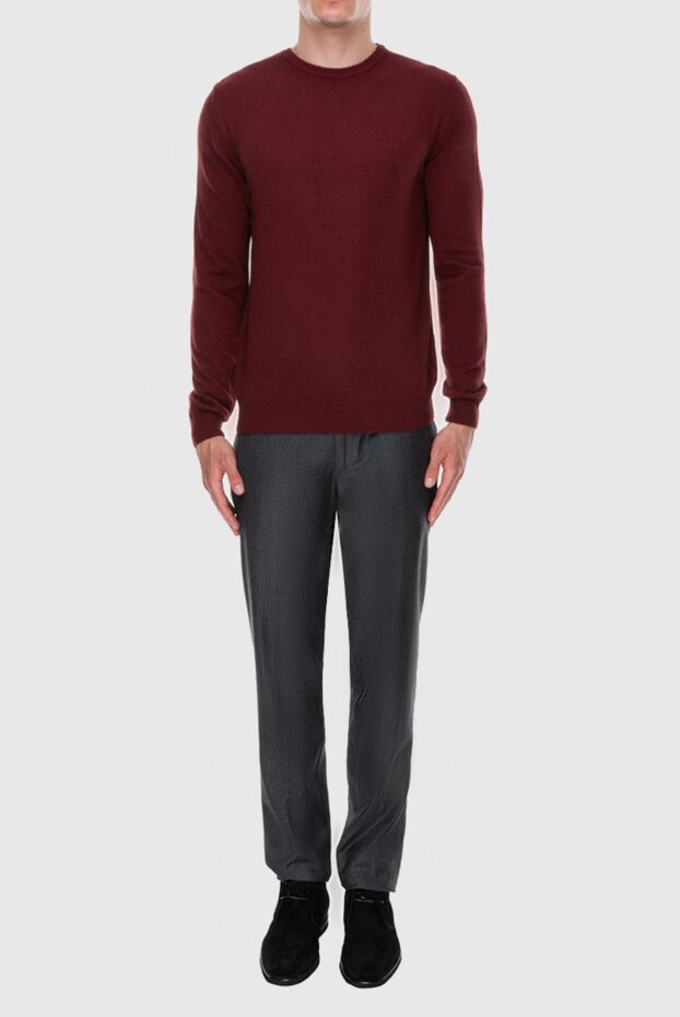 Cesare di Napoli plain burgundy jumper made of natural cashmere with insulation
 171912 - photo 2