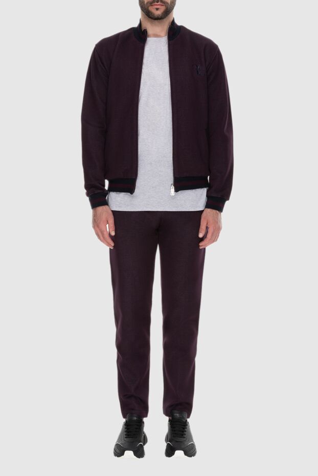 Billionaire men’s dark burgundy tracksuit with stand-up collar and contrast inserts 171951 - photo 2