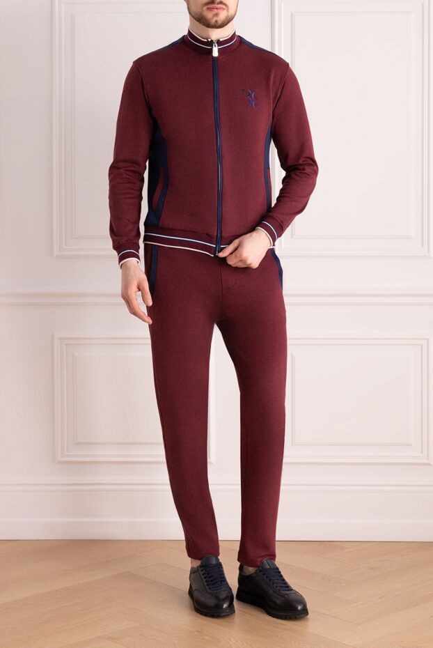 Billionaire men’s burgundy tracksuit with stand-up collar and contrast inserts on zipper 171956 - photo 2