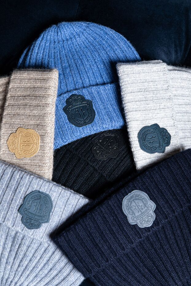 Billionaire gray cashmere beanie with contrasting logo patch for men 171965 - photo 2