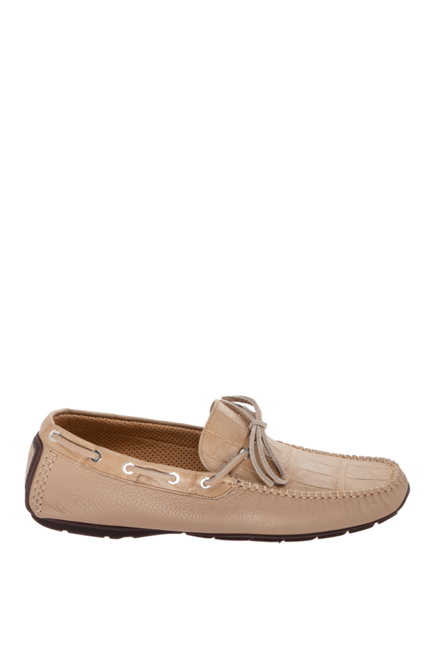 Cesare di Napoli men's moccasins made of genuine leather and alligator leather beige 171976 - photo 1