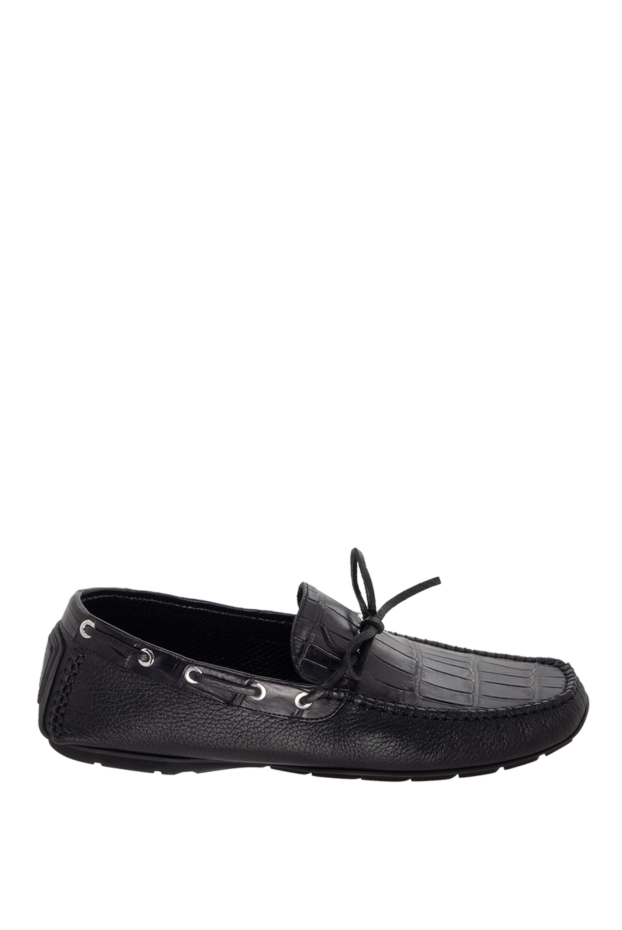Cesare di Napoli men's moccasins made of genuine leather and alligator leather black 171978 - photo 1