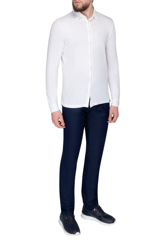 Gran Sasso white men's linen and elastane shirt 172025 - photo 2