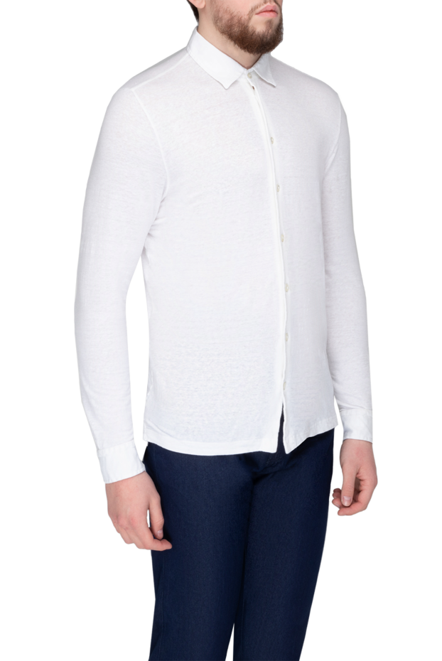 Gran Sasso white men's linen and elastane shirt 172025 - photo 3