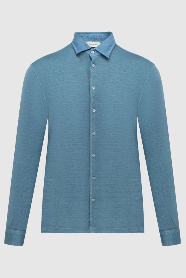 Gran Sasso blue linen and elastane shirt for men 172027 - photo 1