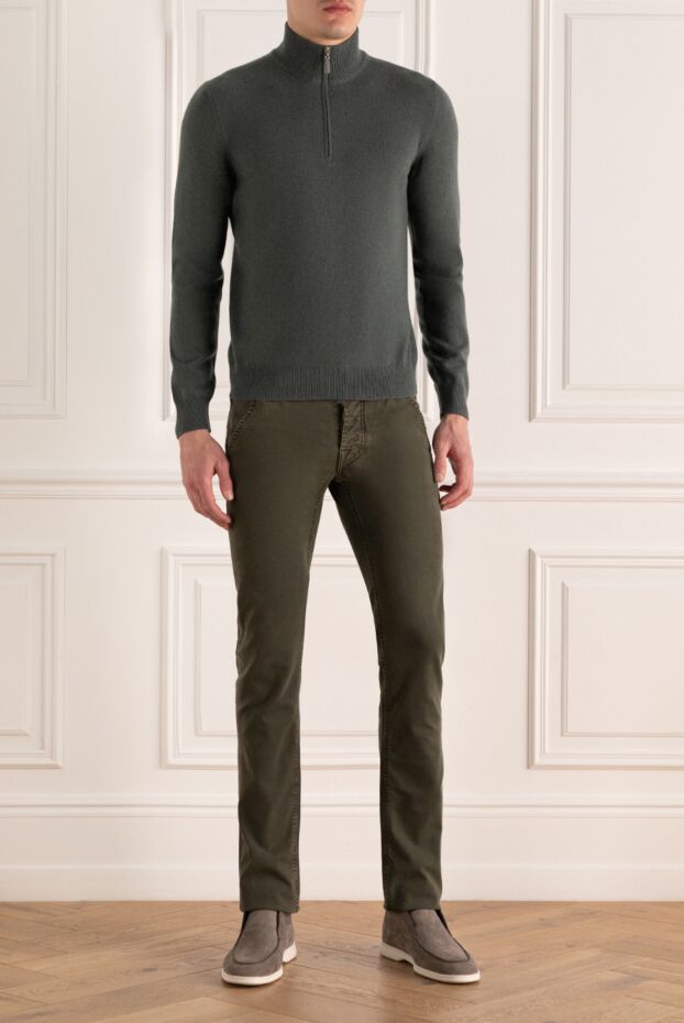 Gran Sasso green men's trench coat made of wool, viscose and cashmere 172034 - photo 2