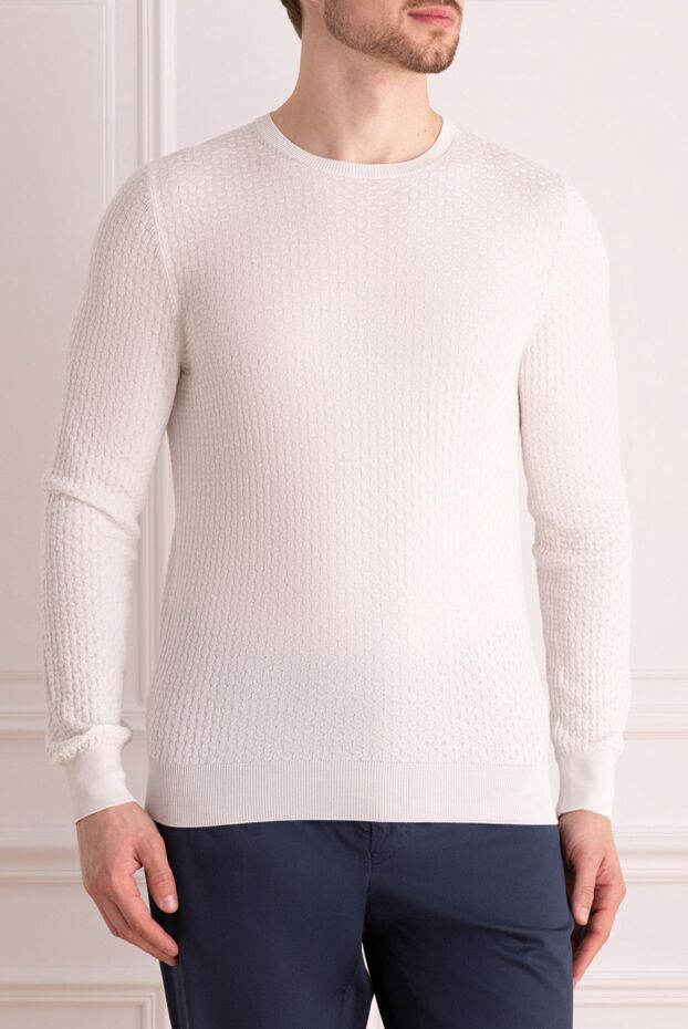 Gran Sasso white textured knit cotton sweater men's 172046 - photo 3