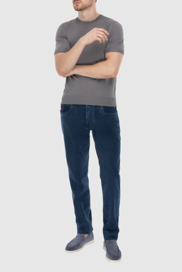Gran Sasso gray cotton sweater with short sleeves men's 172047 - photo 2