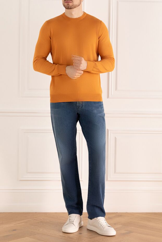 Gran Sasso men's cotton jumper in warm orange color
 172049 - photo 2