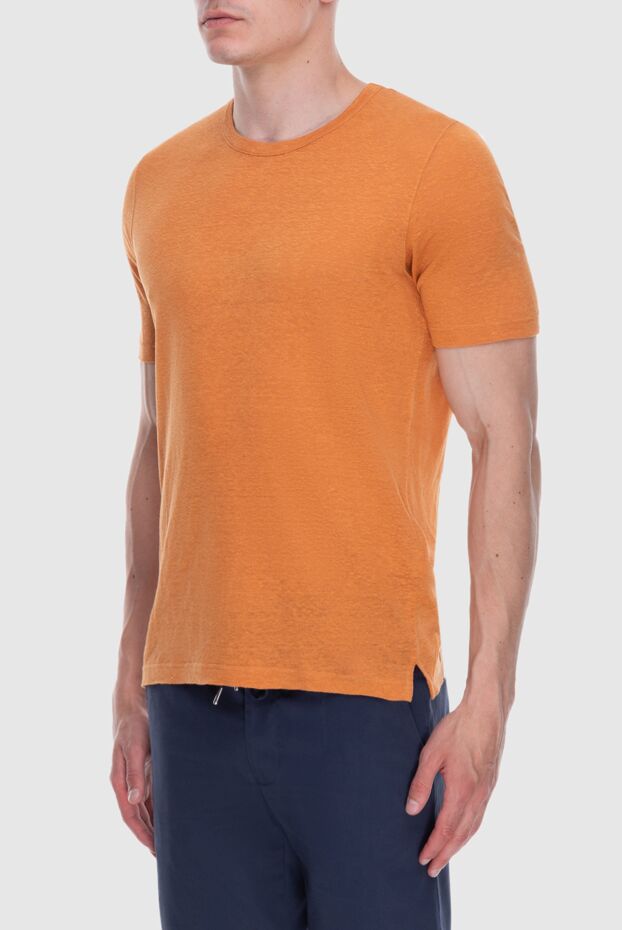 Gran Sasso orange linen short sleeve t-shirt with side slits
 172079 - photo 3