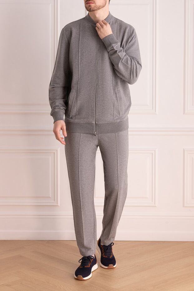 Gran Sasso grey cotton tracksuit with joggers and bomber hoodie men's 172095 - photo 2