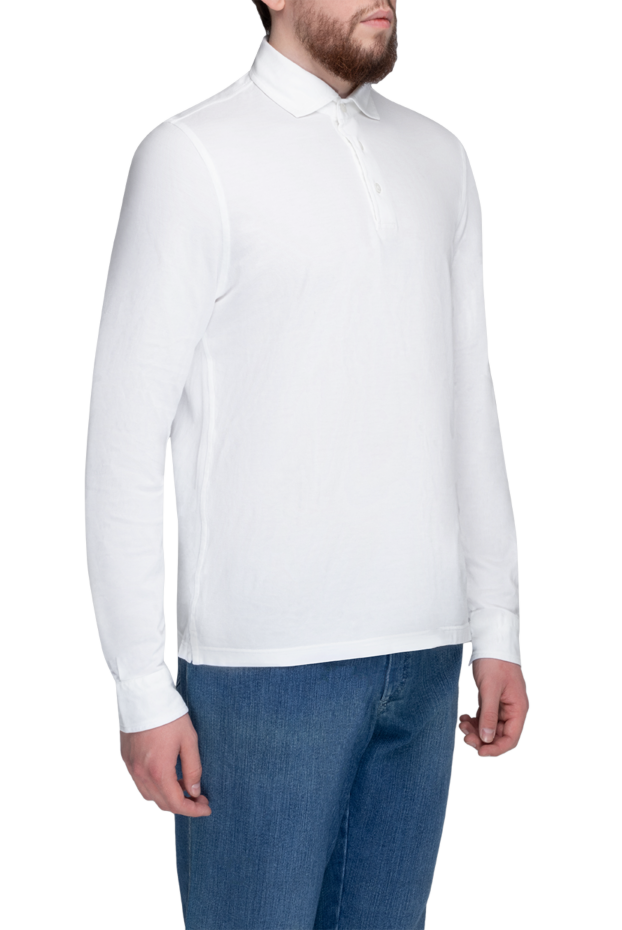 Gran Sasso men's white cotton polo shirt with long sleeves 172121 - photo 3
