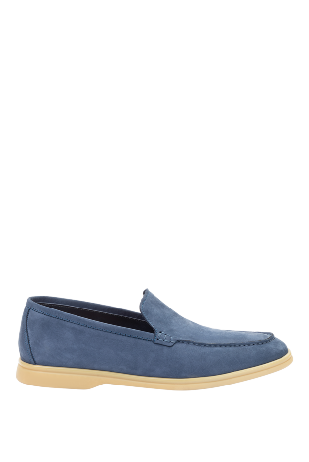 Blue nubuck loafers with light sole for men - photo 1