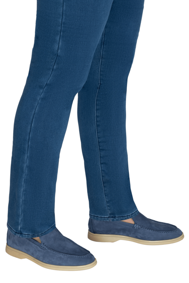Blue nubuck loafers with light sole for men - photo 2