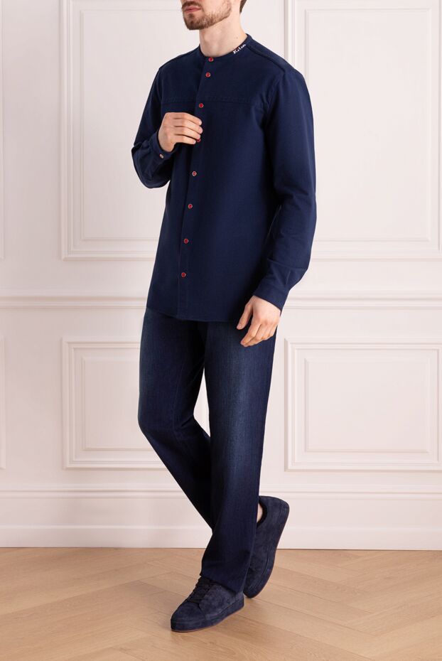 Kiton blue cotton and elastane shirt for men 172152 - photo 2