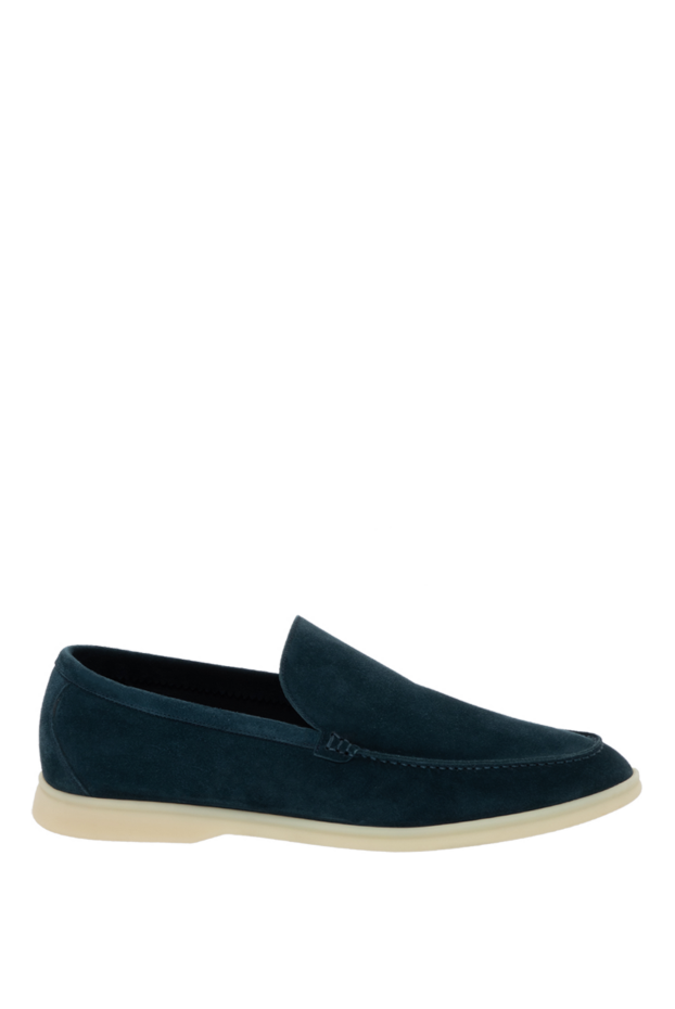 Loro Piana men's soft indigo suede loafers with white sole 172193 - photo 1