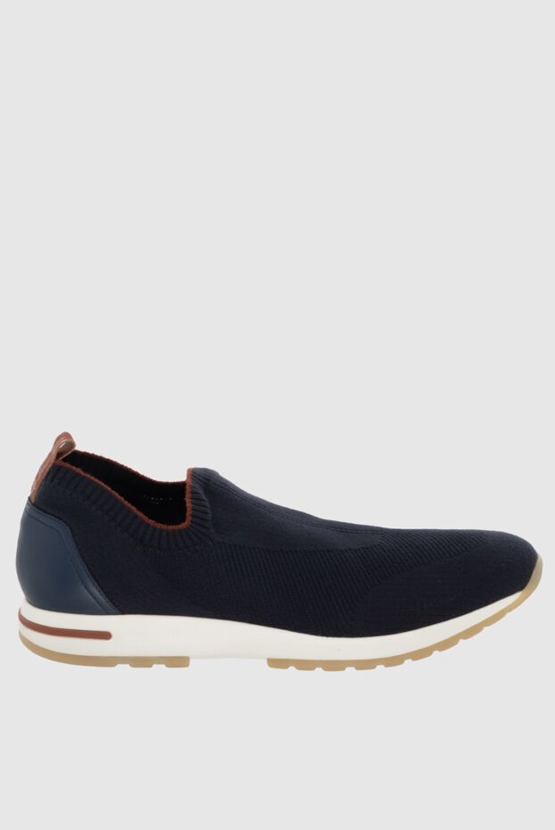 Slip-ons dark blue knitted with leather back - photo 1
