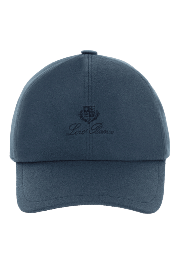 Loro Piana кепка кашемировая синяя с контрастным вышитым логотипом мужская 172220 - фото 1