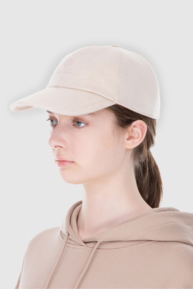 Loro Piana light beige cashmere baseball cap with embroidery
 172225 - photo 3