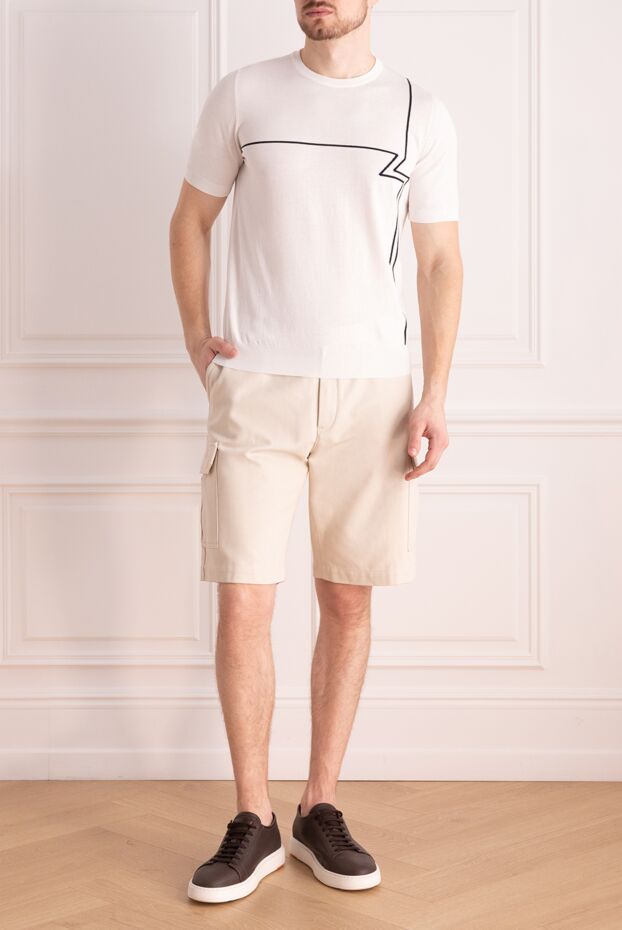 Men's white silk and cotton jumper with graphic embroidery - photo 2
