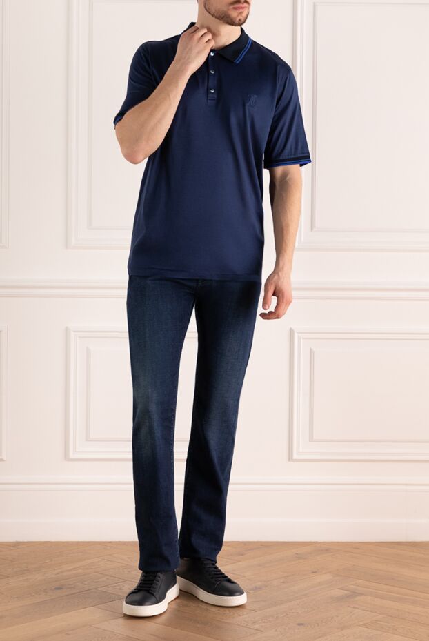 Zilli blue polo shirt with contrast trim men's 172272 - photo 2