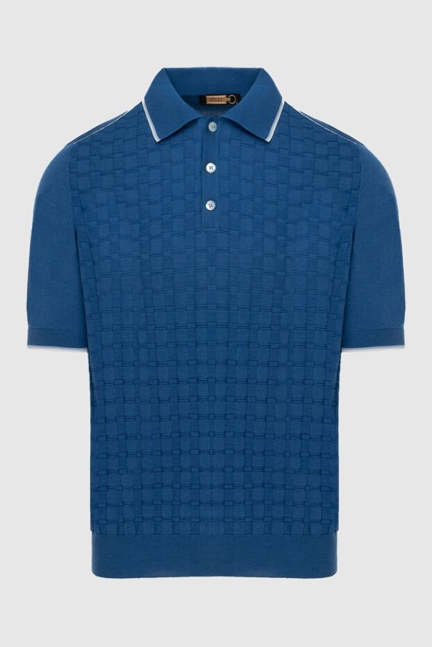 Zilli textured patterned blue polo shirt with light piping men's 172274 - photo 1