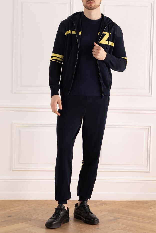 Zilli blue tracksuit with hood, jogger pants and contrast stripes men's 172285 - photo 2