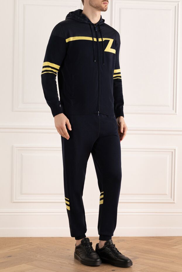 Zilli blue tracksuit with hood, jogger pants and contrast stripes men's 172285 - photo 3